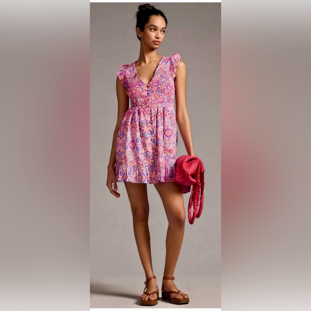 Anthropologie Peregrine Pink and Purple Mini Dress - Picture 2 of 11